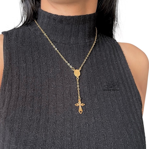 Rosary Style Necklace | Blessed Mother & Jesus Crucifix 🙏🏼 Handmade With Love - Picture 1 of 3